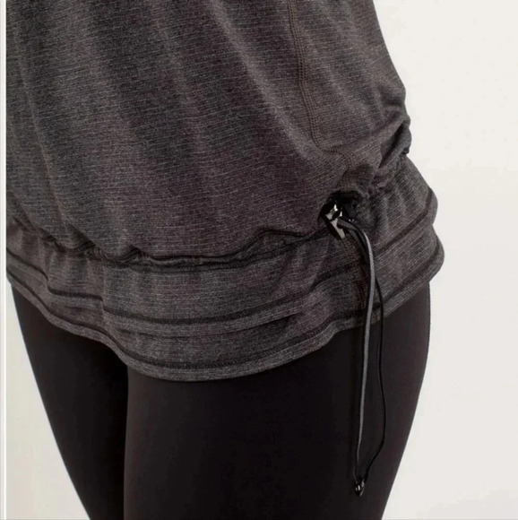 Lululemon back on track black gray built in bra drawcord bottom hem tank top - Picture 3 of 13